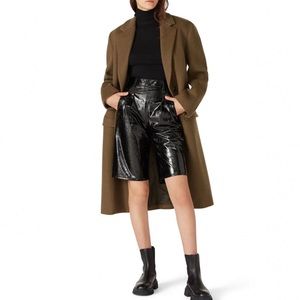 Maison Margiela Black Embossed Faux Leather Culottes Shorts